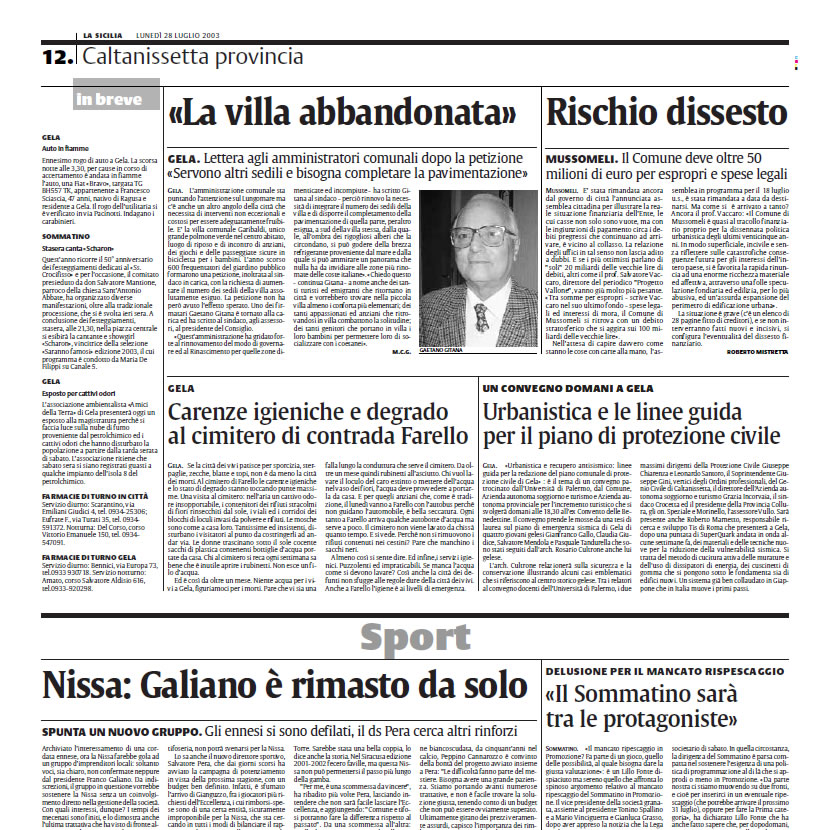 Un convegno domani a Gela. Urbanistica e linee guida per il piano di protezione civile